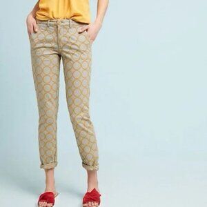 CHINO By Anthropologie‎ Pants Khaki Beige Gold Embroidered Circles Womens 27 P